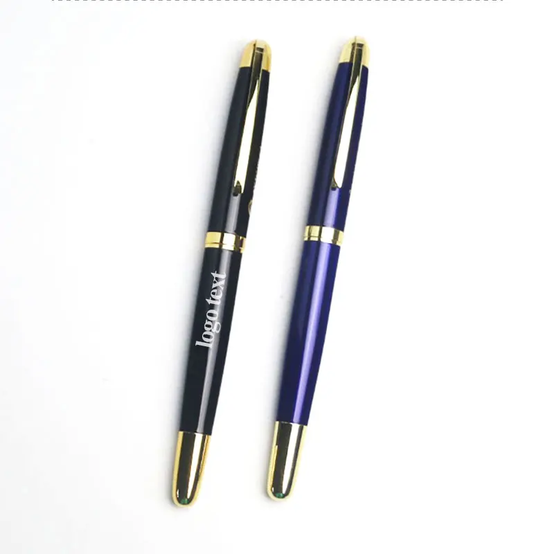 LZN черная/синяя с золотым зажимом шариковая металлическая ручка для бизнеса коммерческое письмо стационарный Бесплатный настраиваемый логотип/текст/контакты