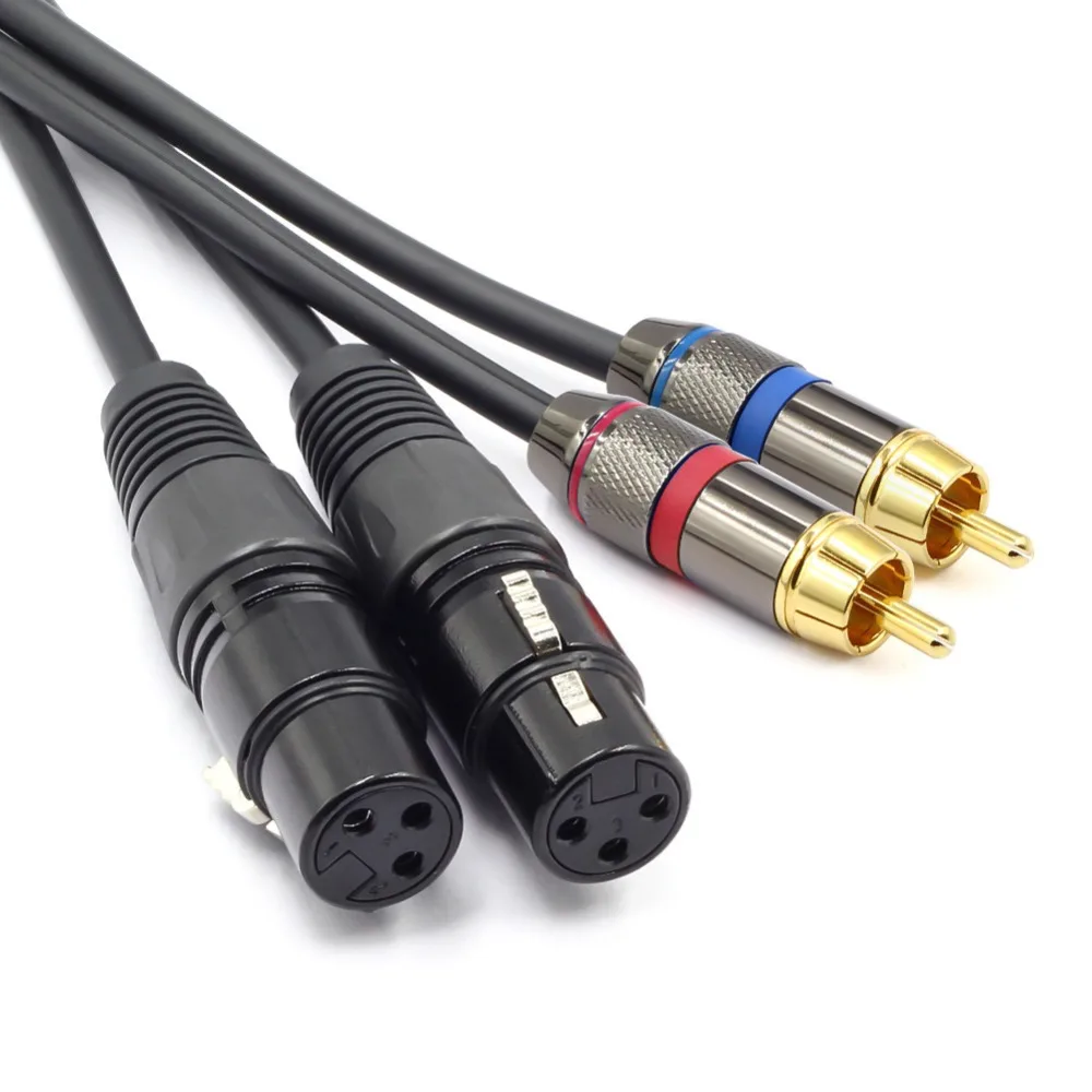 Hifi 2 XLR Male to 2 RCA Female Audio Cable High Quality Dual XLR to Dual RCA for Mixer Amplifier Guitar Mic Equalizer Cable Hifi 2 XLR Male to 2 RCA Female Audio Cable High Quality Dual XLR to Dual RCA for Mixer Amplifier Guitar Mic Equalizer Cable