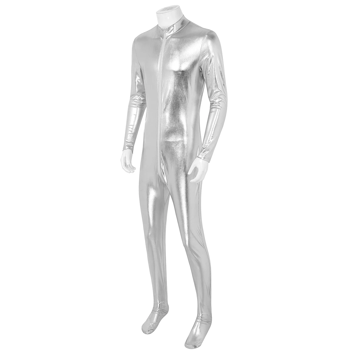 TiaoBug Men Stretchy Long Sleeves Full Body Jumpsuit Stage Performance Dance Costumes Ballet Gymnastics Leotard Unitards Overall mens dancewear