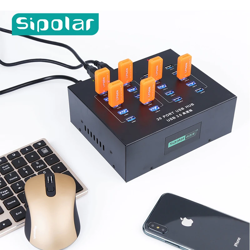 Sipolar промышленный класс 20 портов USB 3 0 HUB металлический Супер Скоростной монтаж с