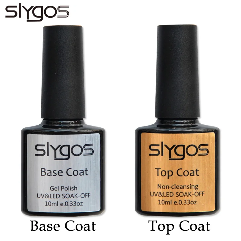 SLYGOS Top& Base Coat Гель-лак для ногтей 2 шт. Top It Off+ Базовое покрытие гель для нанесения основания Набор лаков для ногтей 10 мл УФ-грунтовка для ногтей - Цвет: base and top