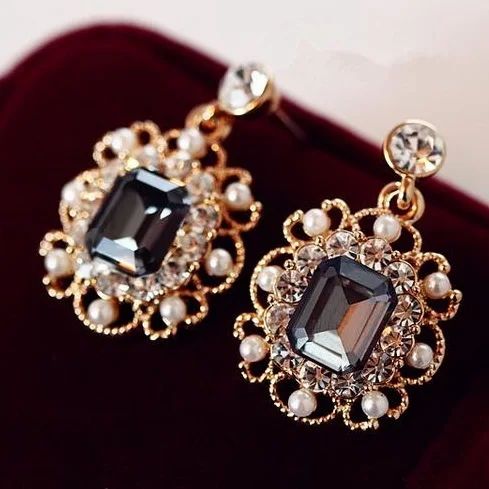 

Jewelry Charm Fashion Wedding Earrings With Pearls Drop Earring Gold Color Crystal Dangle Earrings Jewelry Gift for Women E180