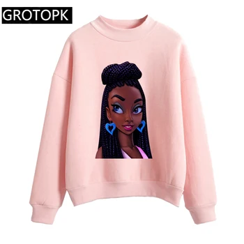 

Black Girl Melanin Poppin Queen Art Hoodies Kawaii Ariana Grande Print Sweatshirt Long Sleeve Women/men Clothes 2019 Casual Kpop