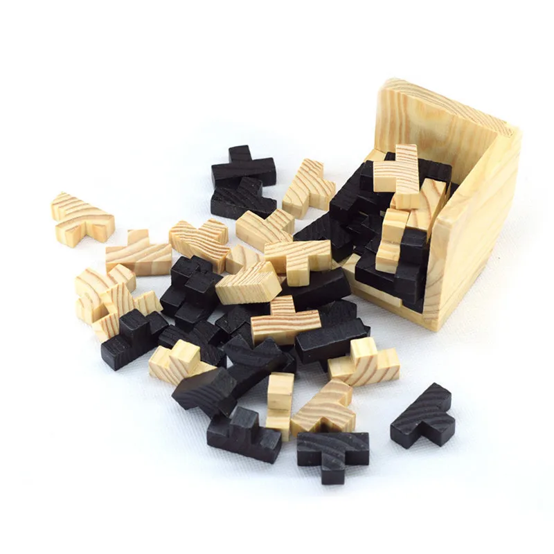 Wooden Intelligence Game 3D Wood Jigsaw  Puzzle Brain Teaser Magic Tetris Cube 54 PCS (1)