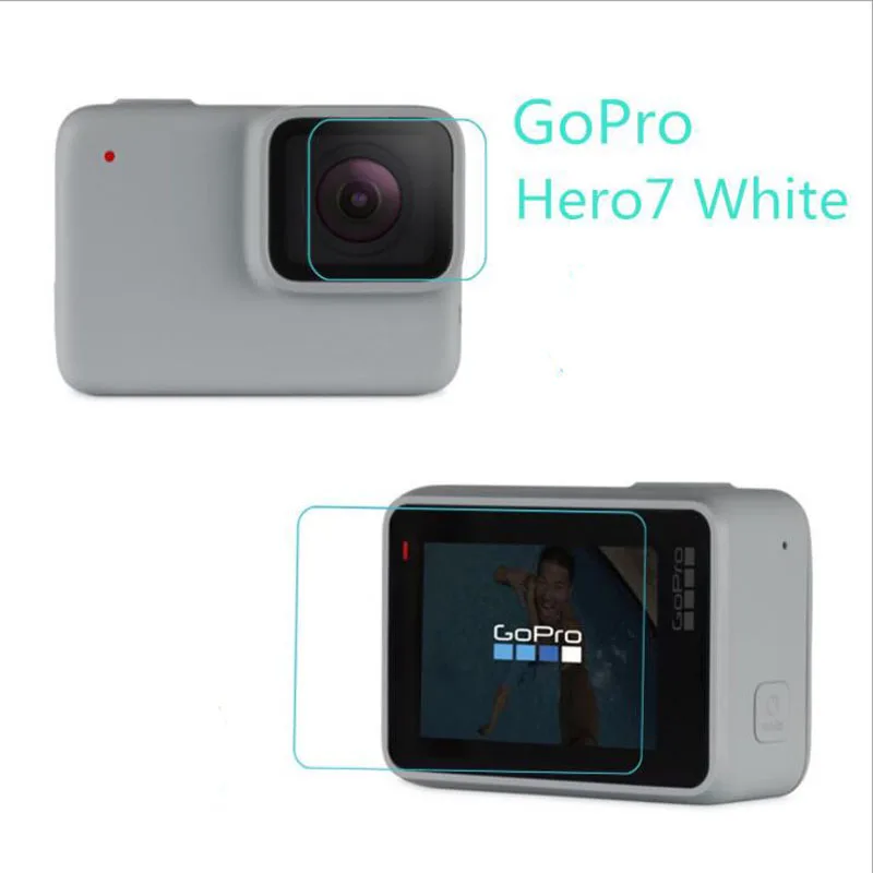 

Tempered Glass Protector For GoPro Go pro Hero7 Hero 7 White/Silver Camera Front Lens LCD Dsiaply Screen Protective Film Guard