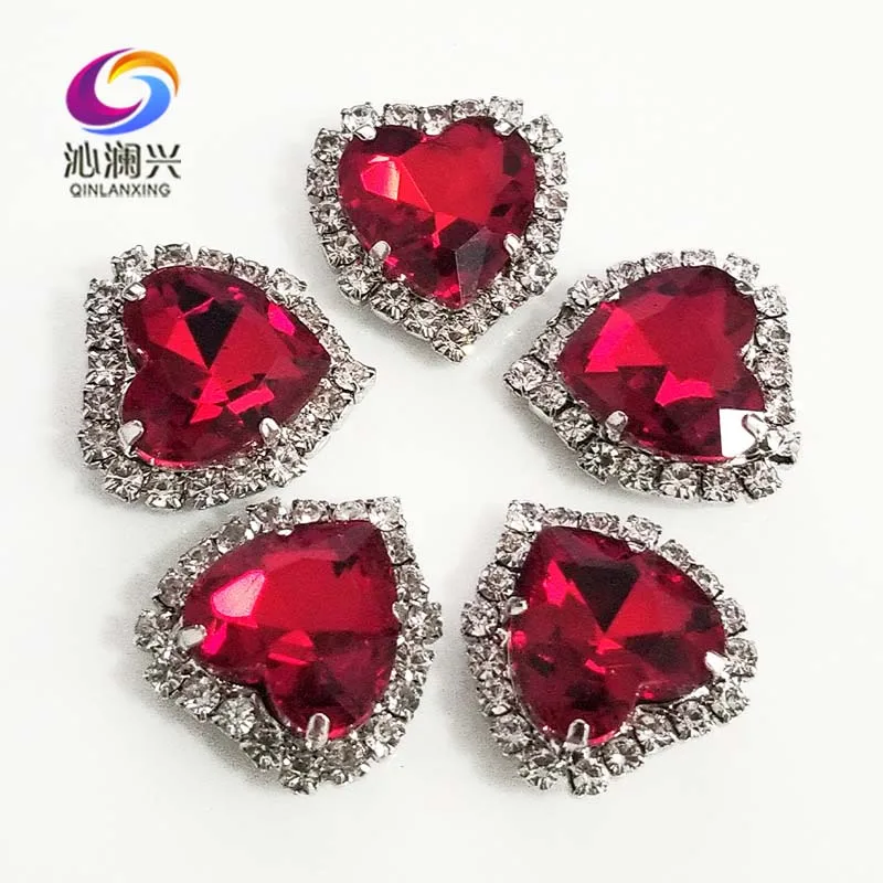 

Silver bottom Red heart shape Crystal glass buckle,high-quality sew on rhinestones for Diy/jewelry accessories 12mm/14mm/18mm