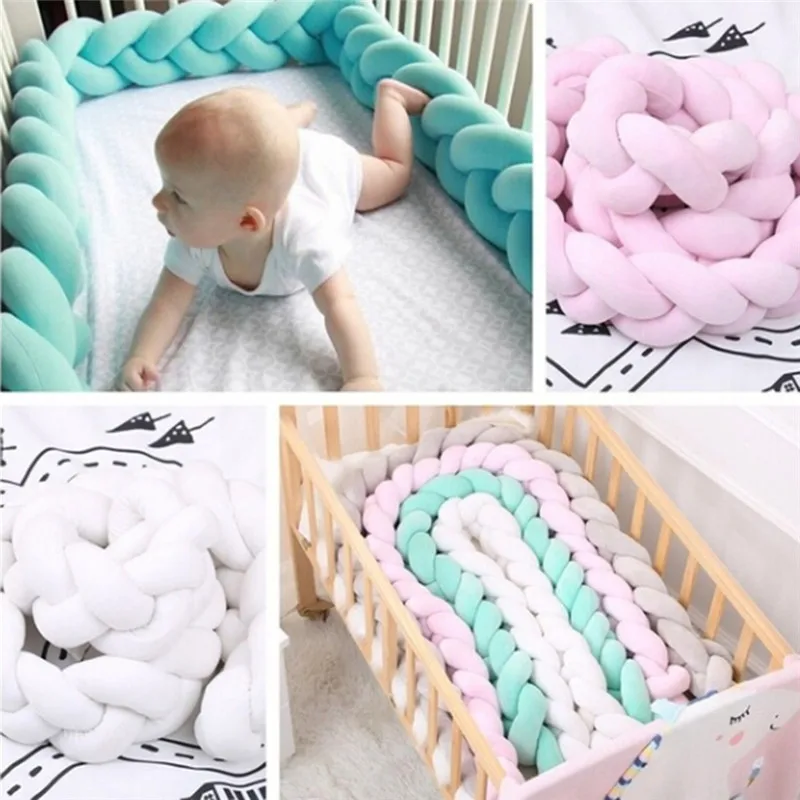 

1M /2M Cushion Knot Pillow Beanies Kids Christmas Gift Baby Colorful Soft Knot Pillow Braided Crib Bumper Decorative Bedding