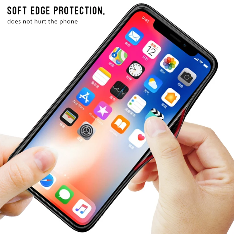Чистый цвет для iPhone XS Max Xr 7 8 Plus 6s Чехол закаленное стекло роскошный силиконовый