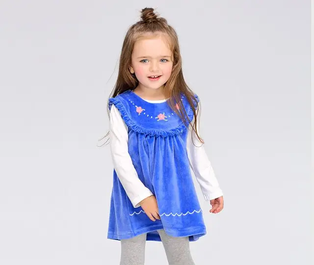 Cheap Autumn dress princess dress, European and American children's wear lace flying sleeve velvet Girl Dress