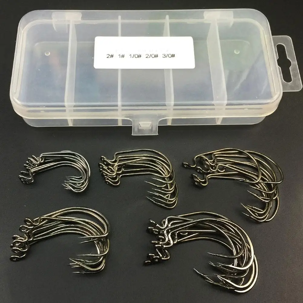 

50Pcs 2#1#1/0#2/0#3/0# Lure Carp Sea Fishing Hooks with Box Tackle Accessories