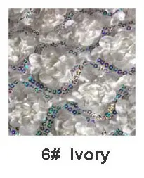 1 ярд 3D атласная Свадебная Цветочная кружевная ткань с блестками, ширина 130 см, декоративная фотография фон цветок лоскутное шитье Diy ткань - Цвет: 6 Ivory