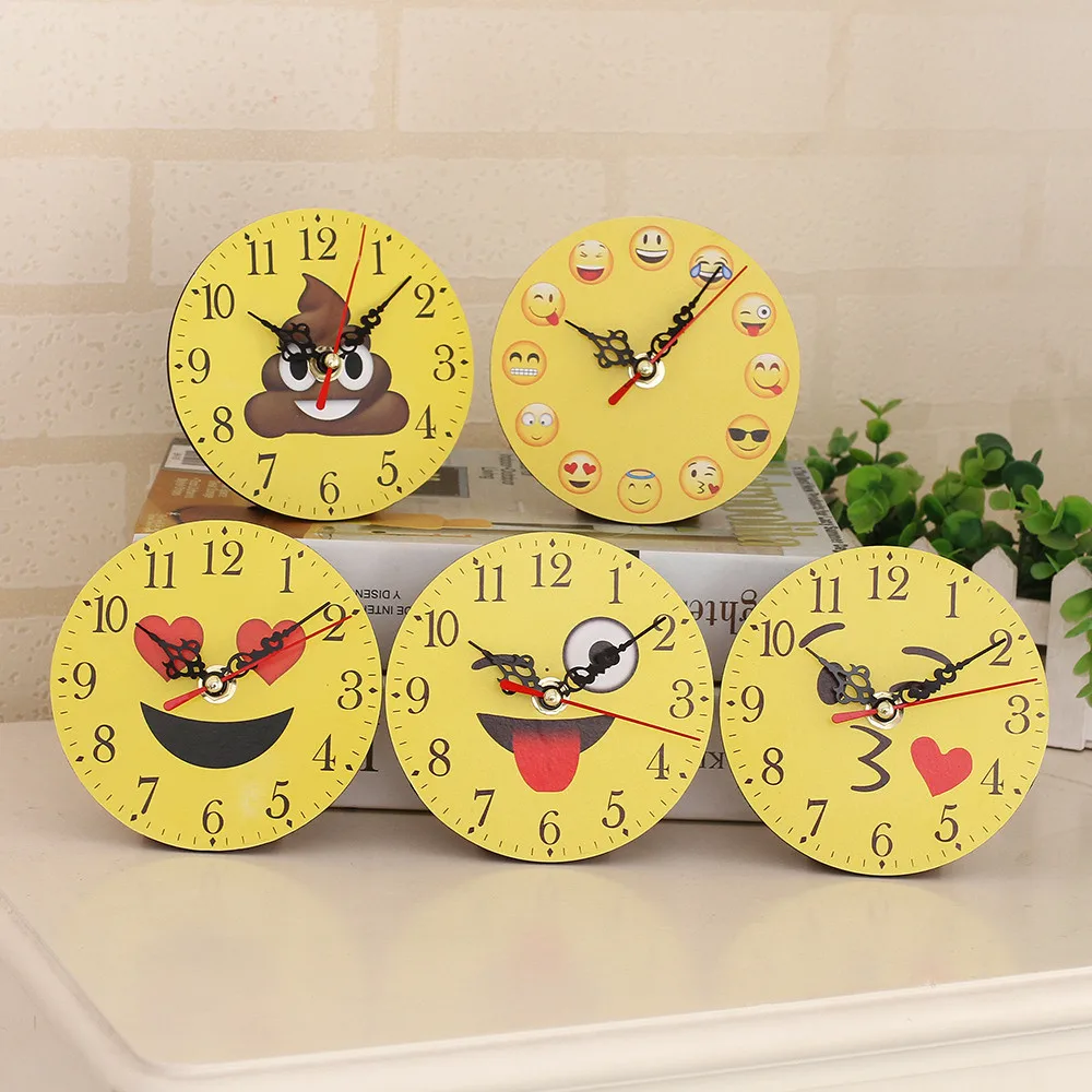 

2019 Silent Sweep Emoji Emoticon Bell Desk Creative Digital Clock Wall Stickers For Kids Rooms Home Decor Reloj De Pared
