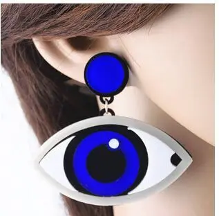 Uk European Female Unqiue Nightclub Bar Rock Punk Blue Eyes Uk European Female Unqiue Nightclub Bar Rock Punk Blue Eyes Acrylic Stud Earrings Woman Hip