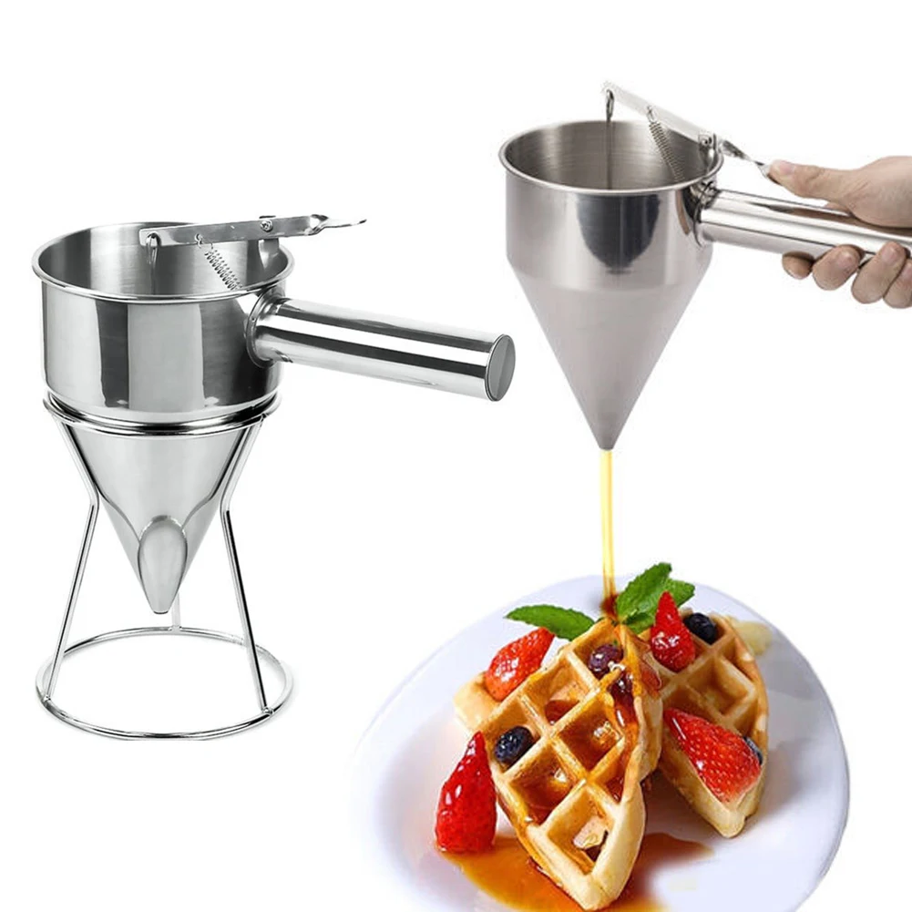 

1.2L Stainless Steel Small Octopus Balls Making Funnel Cupcakes Baking Dispenser with Rack Kitchen Utensils Funnel Tools #5