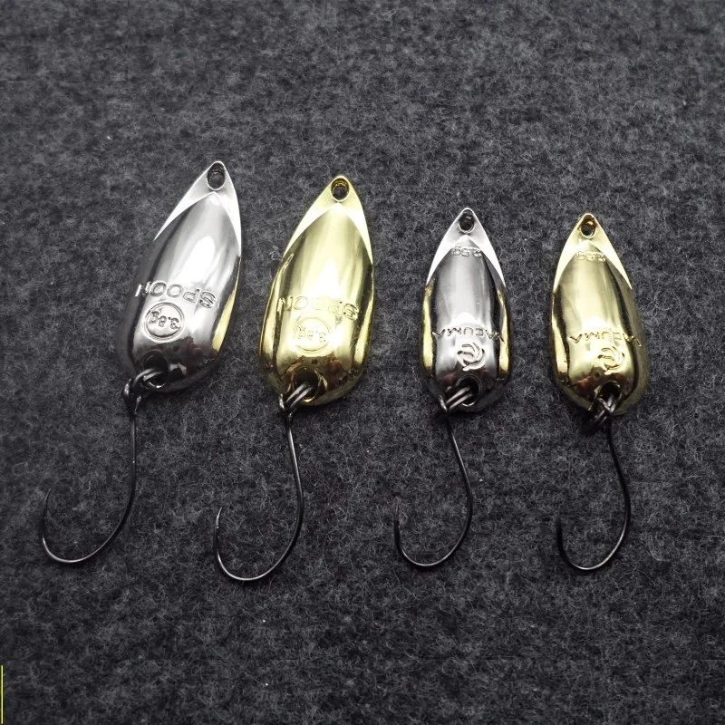 free shipping 3.8g 2.5g colorful trout lure fishing spoon lure single hook metal fishing lure fishing tackle swimbait