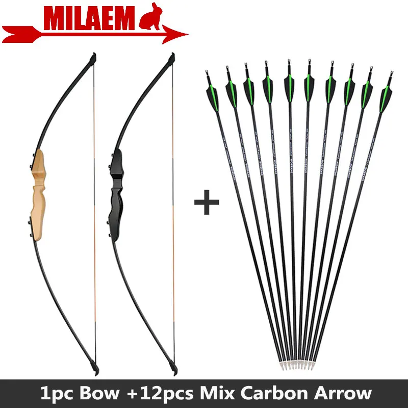 

1Set 40lb Archery Recurve Bow With Mix Carbon Arrows Spine 500 Straight Bow Outdoor Bow And Arrow Shooting Hunting Accessories