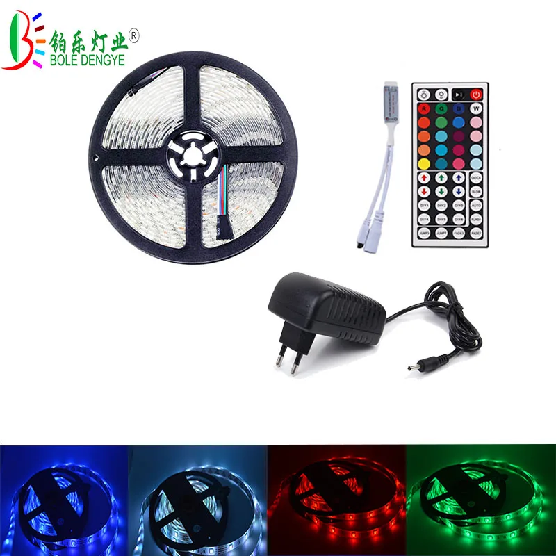 BOLE DENGYE RGB Светодиодная лента 5050 2 м 3 5 10 водонепроницаемая гибкая Диодная 44Key ИК