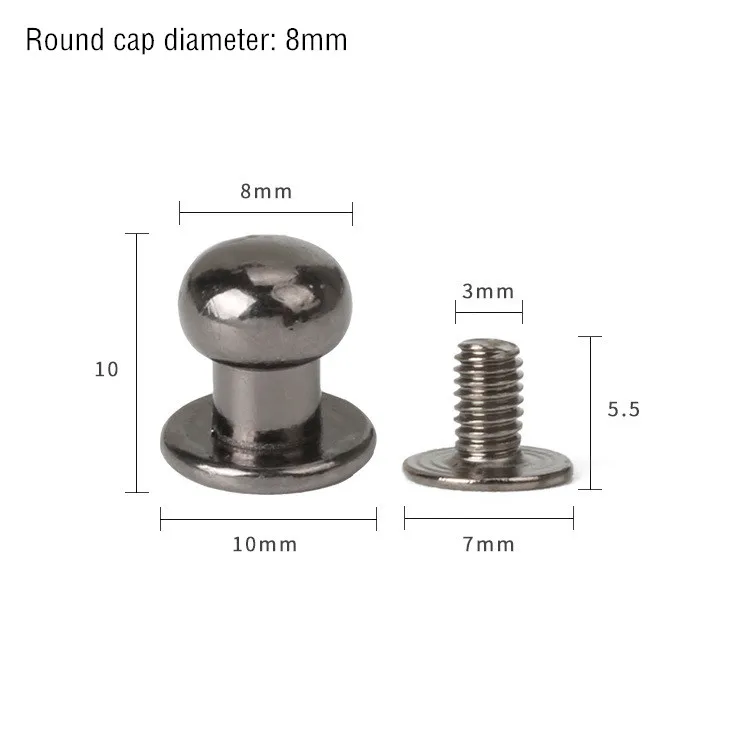 30 комплектов ручка из металлического сплава, винтовые заклепки, шпильки, поделки своими руками, кожаный ремешок для часов, круглая голова монаха, заклепки, шипы, декоративные пряжки для ногтей - Цвет: Black Monk Head 8mm