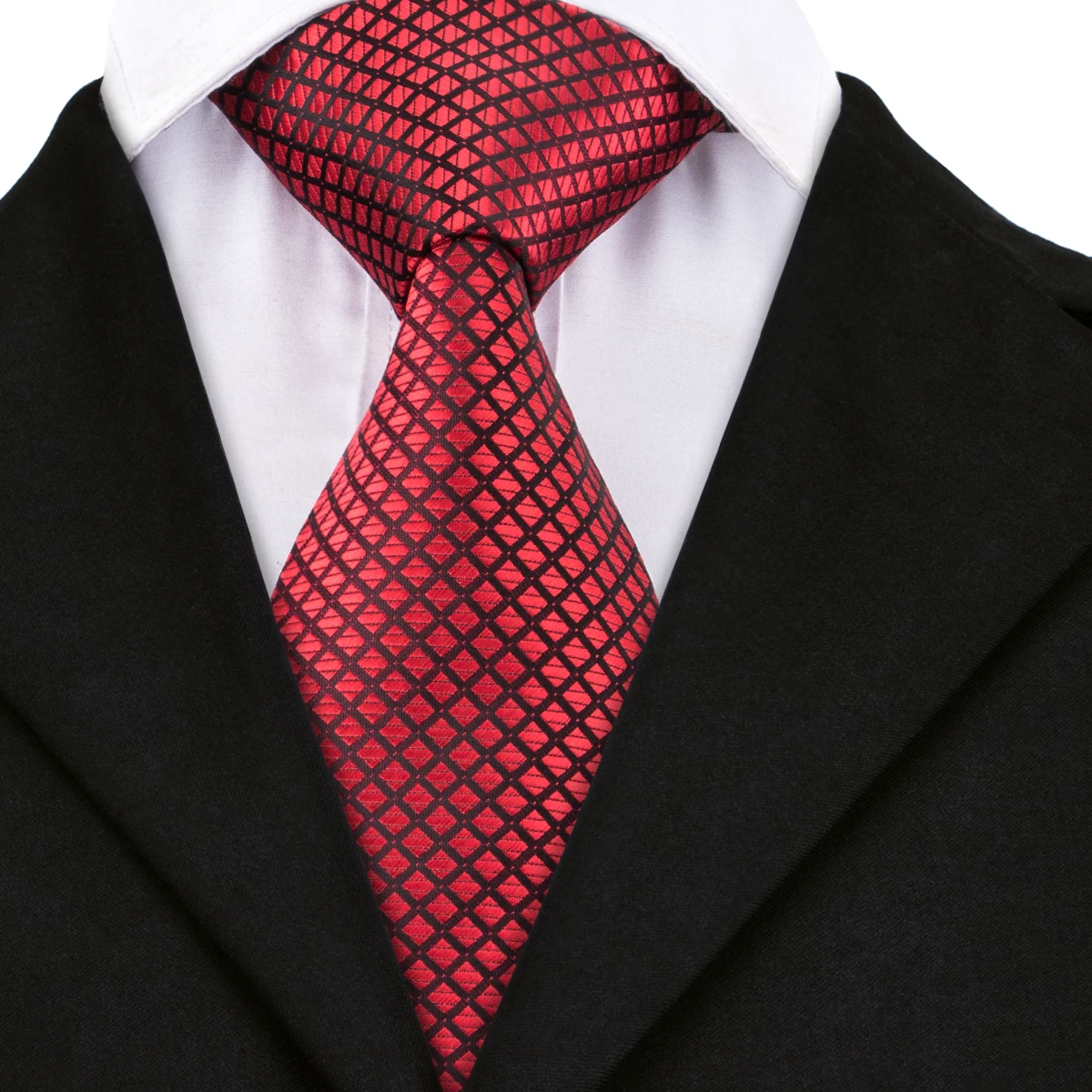 Buy Hi Tie Red Plaid Tie Silk Neck Ties for Men