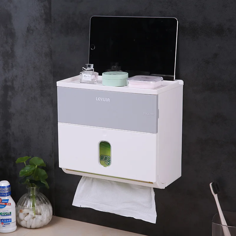 

Tissue Box Toilet Paper Holder Bathroom Wall Mounted Storage Box Bin Waterproof Plastic Napkin Dispenser Organizer Dropshipping