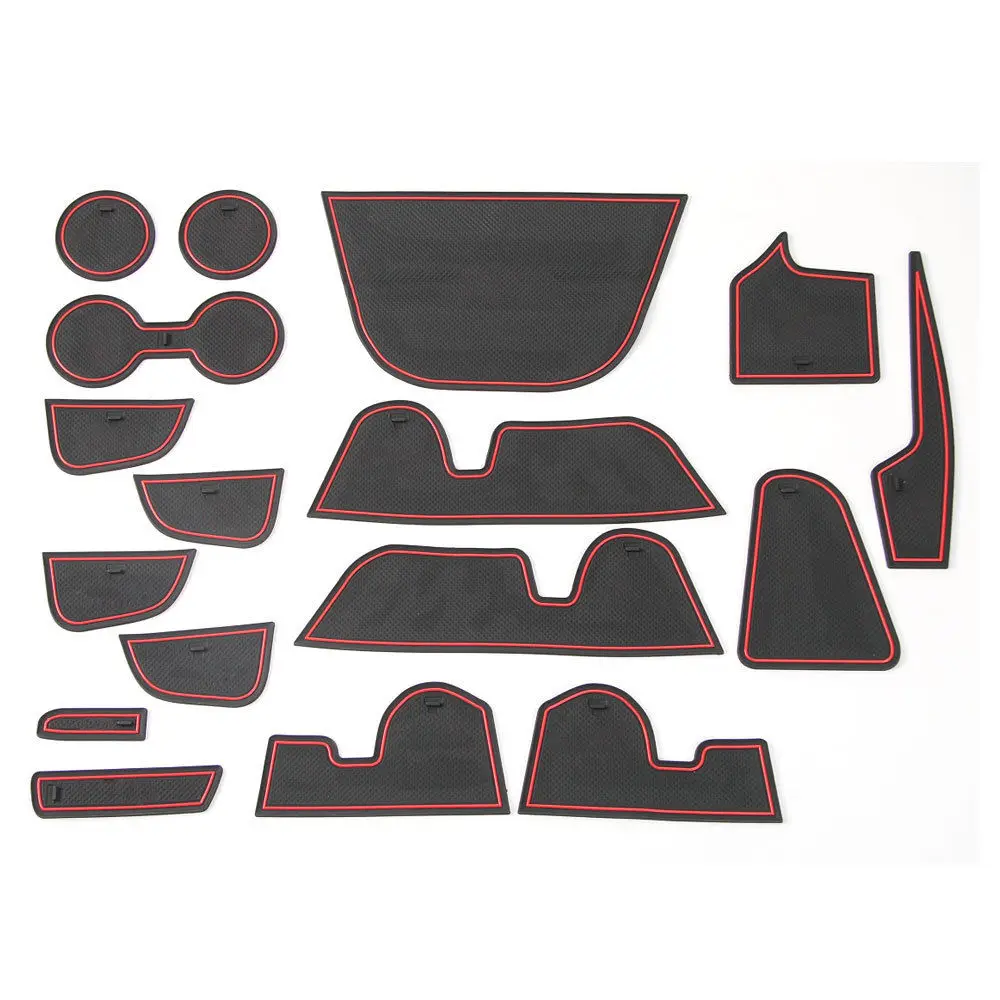 BBQ FUKA 17pcs Blue Anti Slip Mat Gate Slot Mats Whole Set Rubber Fit For Jeep