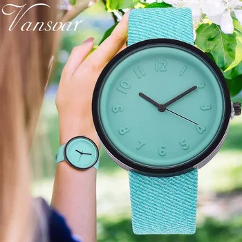 

Vansvar Brand Fashion Simple Style Women Watch Canvas PU Leather Number Quartz Wristwatch Clock Relogio Feminino Drop Shipping