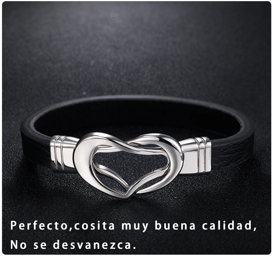 women leather bracelet heart (7)pc