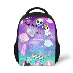 ELVISWORDS Small School Bags For Girls Boys Alien Print Cute Cartoon School Backpack Child Kindergarten Kids Bag Mochila Escolar