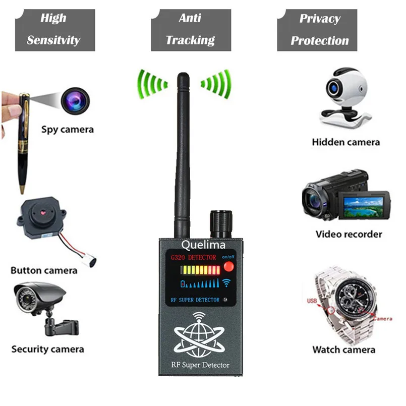 

G320 Anti-spy Wireless RF Signal Detector GPS Camera Signal Detector for Detecting GPS Tracker Wireless Signal Detector 40MR20