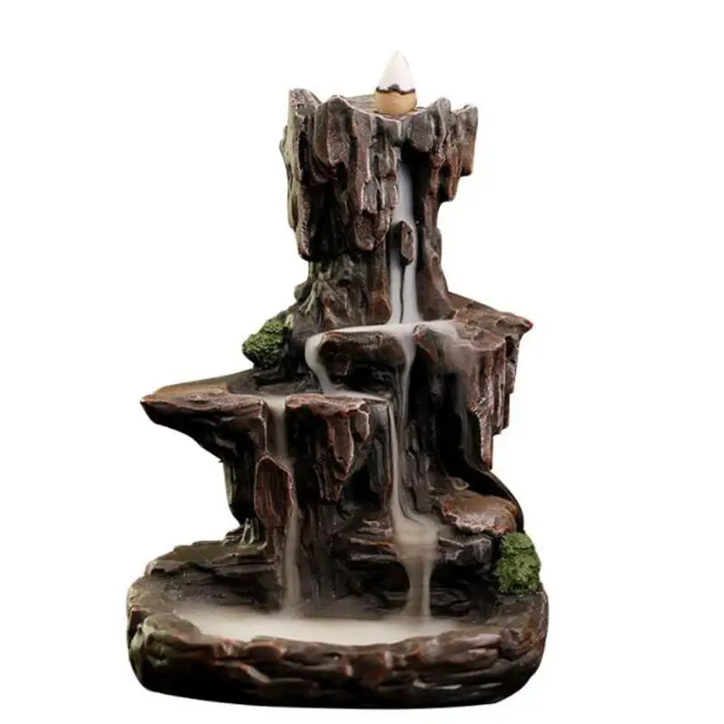 

New Lofty Mountains and Flowing Water Backflow Incense Burner Chinese Style Cultural Resin Incense Holder Office Home Decor