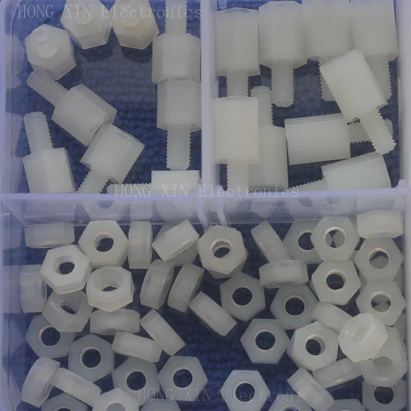 M3 Male-Female Nylon Hex Thread Standoff Spacers PCB Screws nuts Bolt Assortment kit set Fastener Hardware 180Pcs