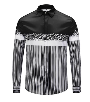 

Loldeal Spring Autumn Features Men Shirt Long Sleeve Casual Slim Fit new deisgn hot Three-dimensional cropped printed Shirt