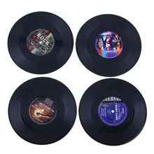 4 Uds Retro vinilo CD posavasos de disco taza bebidas titular Mat vajilla Vintage taza botella Pad decoración del hogar vajilla