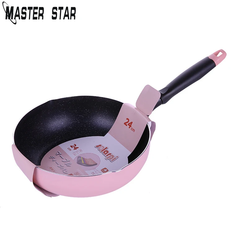 

Master Star Pink Princess Chinese Medical Stone Frying Pan Aluminum Alloy No Lampblack Skillets Cooker Pots