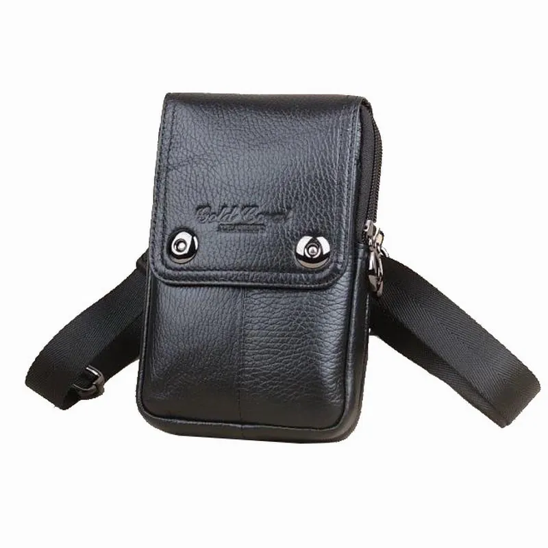 Двойной карман на молнии модный Анти-Вор Скрытая сумка кошелек из натуральной кожи носить Зажим для ремня сумка поясная Сумка черный - Цвет: Belt Black XL