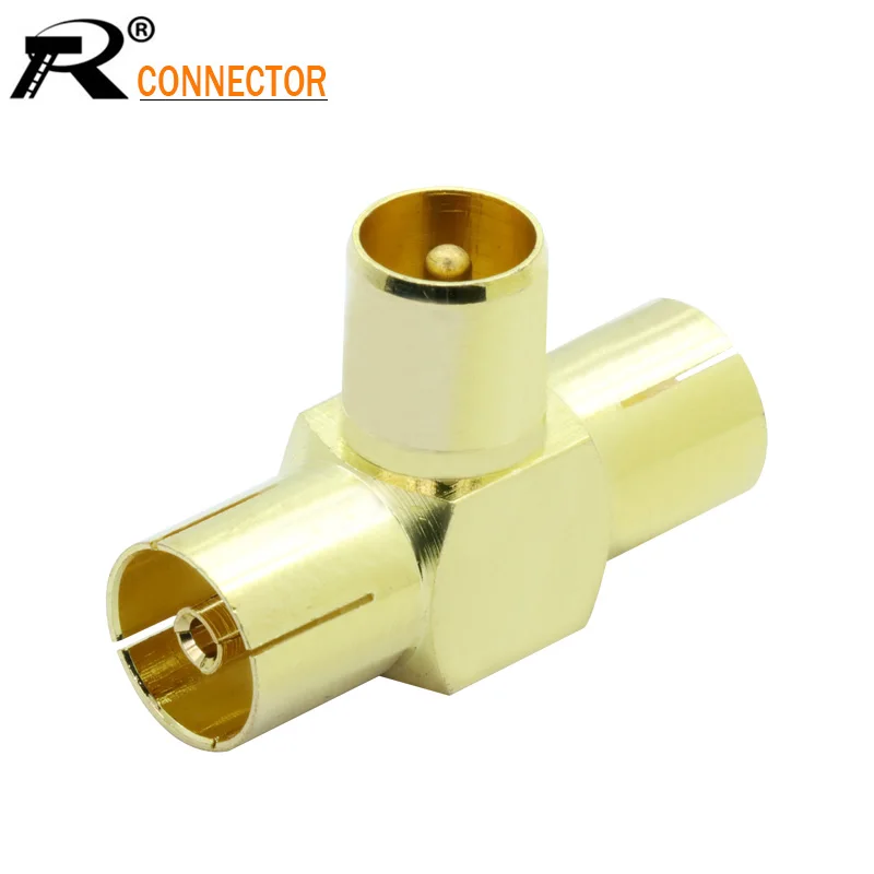 

1PC 2 Way TV T Splitter Aerial Coaxial Cable Male to 2x Female Connectors Adapter