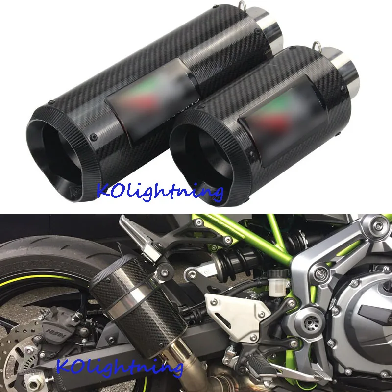 

Universal 51mm 60.5mm Motorcycle Muffler Exhaust Modified Carbon Fiber Escapamen DB killer For Kawasaki Z750 Er6n fz6
