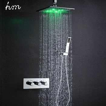 hm Thermostat Faucet Shower Set 10" LED Shower Head Powered by Water Rain Shower Faucet Saving Water Wall Mounted Box Chrome
hm Thermostat Faucet Shower Set 10" LED Shower Head Powered by Water Rain Shower Faucet Saving Water Wall Mounted Box Chrome