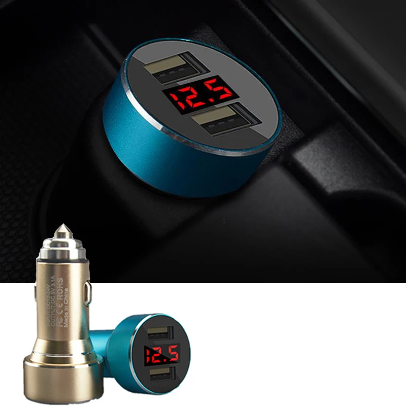 Car Dual USB Charger Cigarette Lighter 3.1A Phone Charging LED Digital