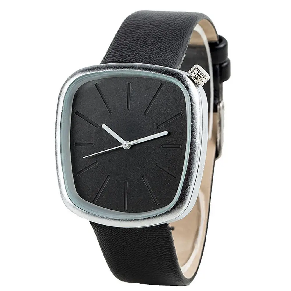 

LinTimes Stylish Women Men Leather Strap Square Lovers Dial Quartz Watch Elegant Wristwatch Ornament Gift