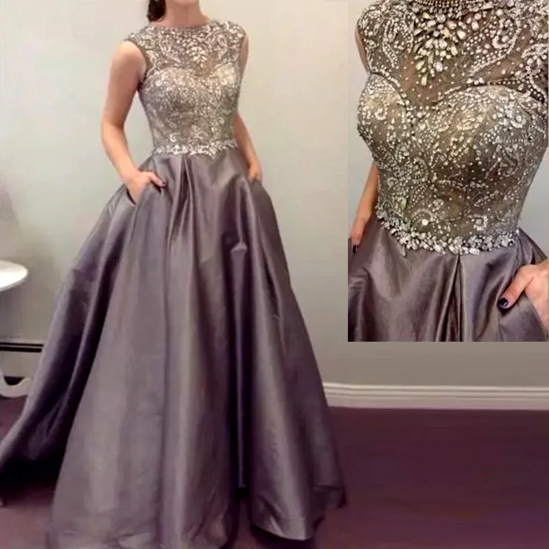 gray color evening gowns
