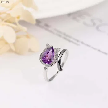 

hot sale MEDBOO brand 2018 new design natural gemstone jewelry adjustable 925 sterling silver purple amethyst crystal ring women