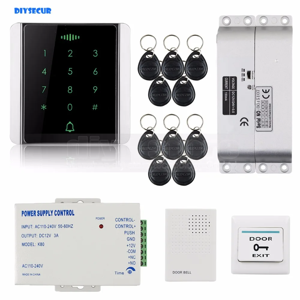 

DIYSECUR 125KHz RFID Reader Password Keypad + Electric Mortise Lock Access Control System Security Kit