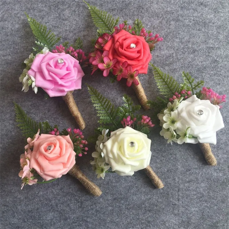 3 X Artificial Flower Rose Flower Buttonholes Groom/Groomsmen Wedding Flowers 