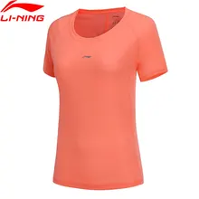 Li-ning женские футболки для бега, полиэстер, дышащая подкладка, облегающие, удобные, спортивные футболки, топы ATSN044 WTS1430