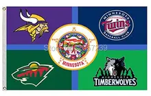 Minnesota State Vikings Twins Wild Flag 3x5FT MLB banner 100D 150X90CM Polyester brass grommets custom66,free shipping