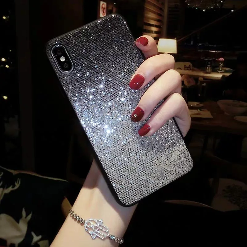 Роскошный чехол с блестками для телефона iPhone X XR XS Max модный градиентный 7 8 SE 5s 6 6s