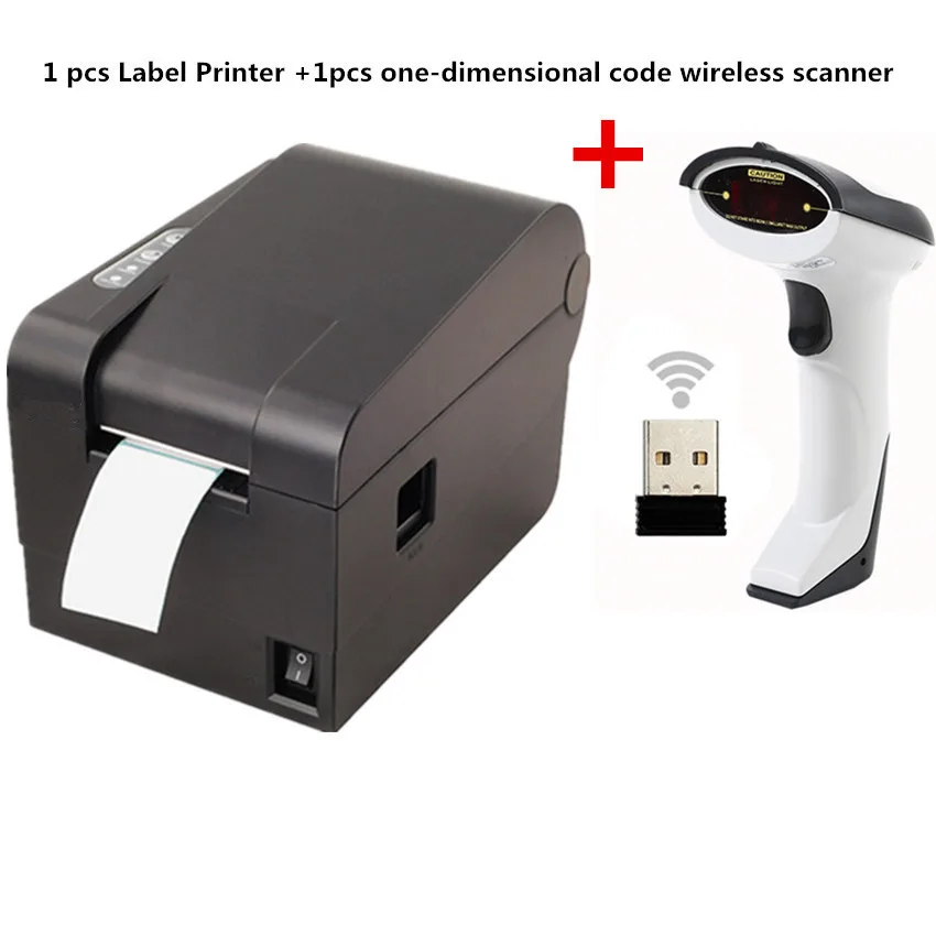 

1pcs wireless scanner+ Barcode label printers Thermal clothing label printer Support 58mm printing Paper/label printing doubles