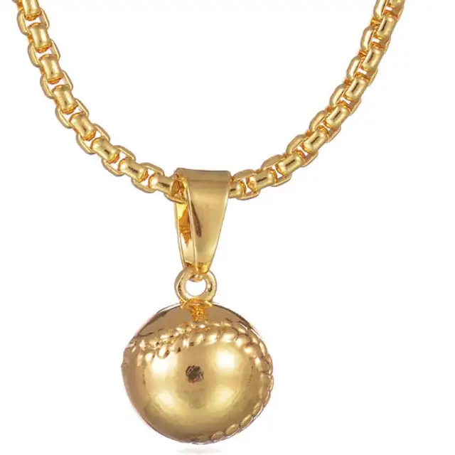 Baseball Sports Necklace Pendant Gold Color Sport Necklace Men Rock