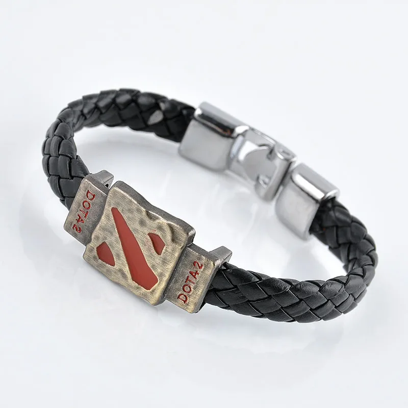 

Red letter Dotas 2 Game Synthetic Leather Men's Bracelet with clasp Jewelry for men Boy Gift Bangles Braided Wristband Bracelet